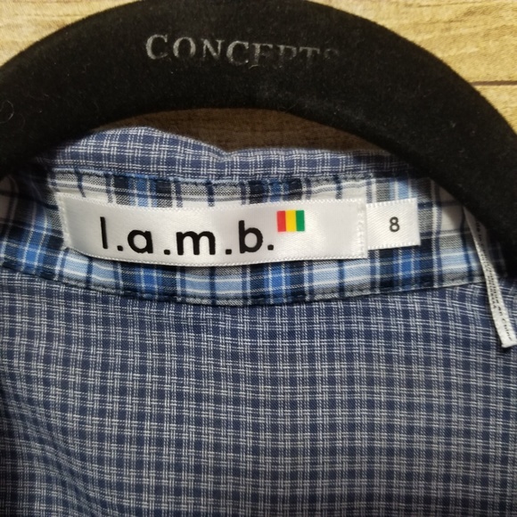 L.A.M.B. Womens 8 Gingham Button Down Wrap Shirt - Picture 4 of 8